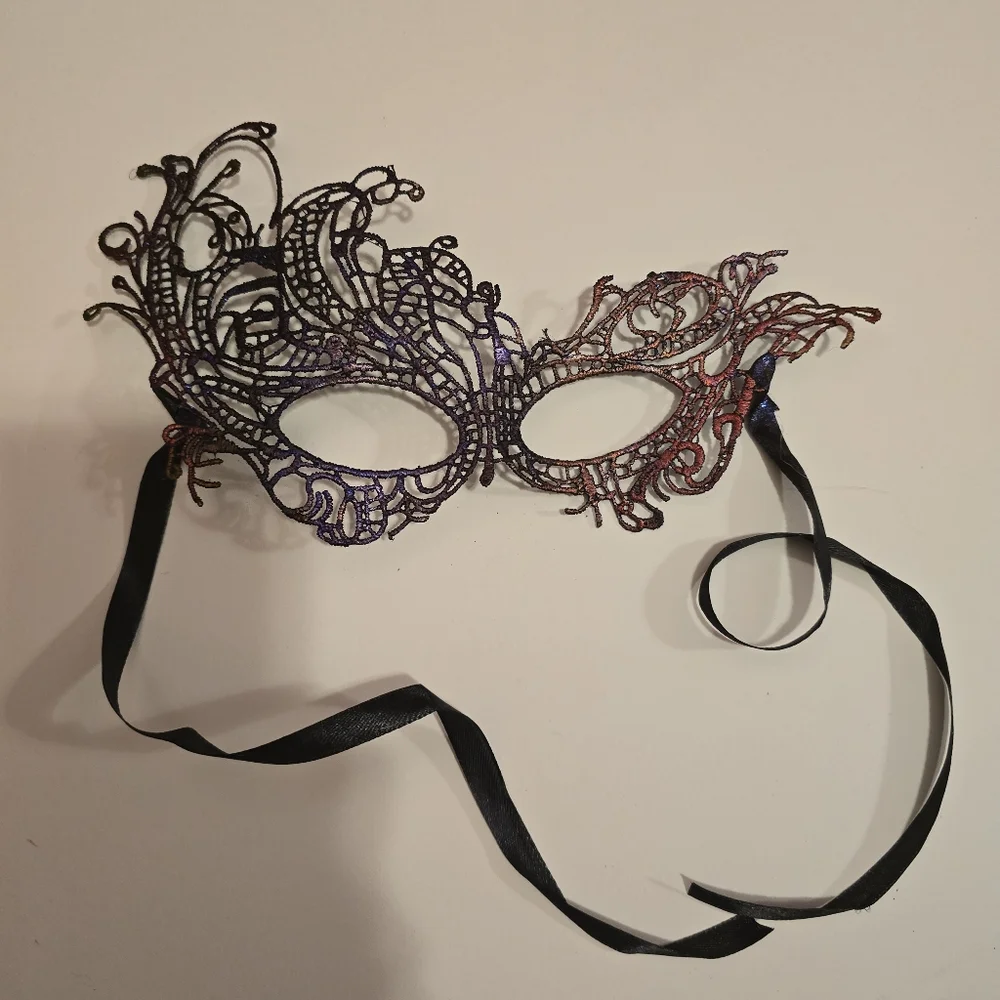 HANDCRAFTED Upcycled Lace Eye Mask HANDPAINTED Festival Mask Comic Con Sexy Fun
